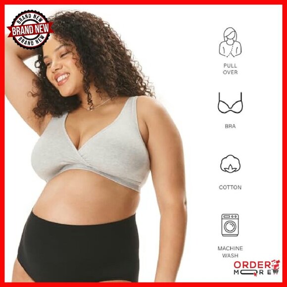 Soft Cotton Wrap Front Nursing Sleep Bralette S-3X Wireless Comfort - Picture 6 of 8